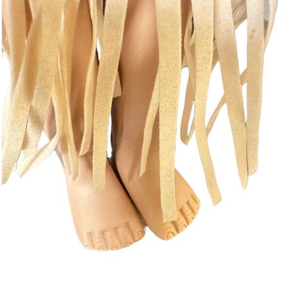 Vintage Native American Porcelain Doll Traditional Dress Fringe and Beads 16 inc - Picture 14 of 15